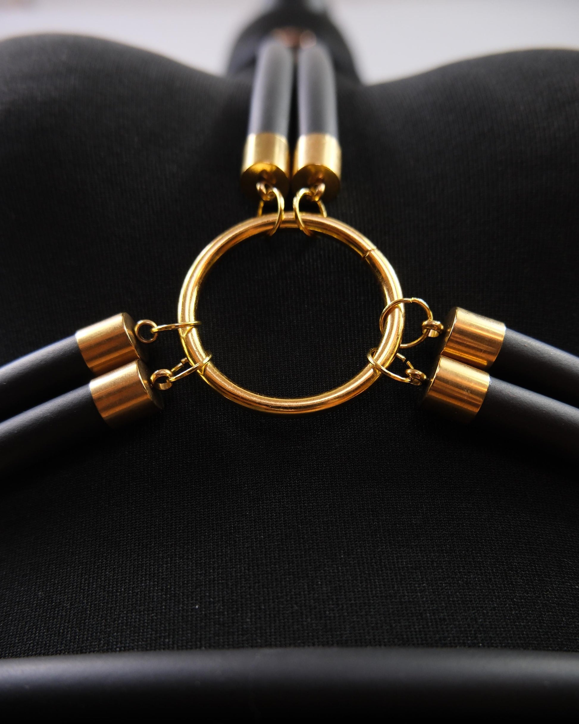 Cage Bra Harness and Belt x Black Rubber with Gold Accents // Fetish // Bondage // Gothic // Festival // Clubbing