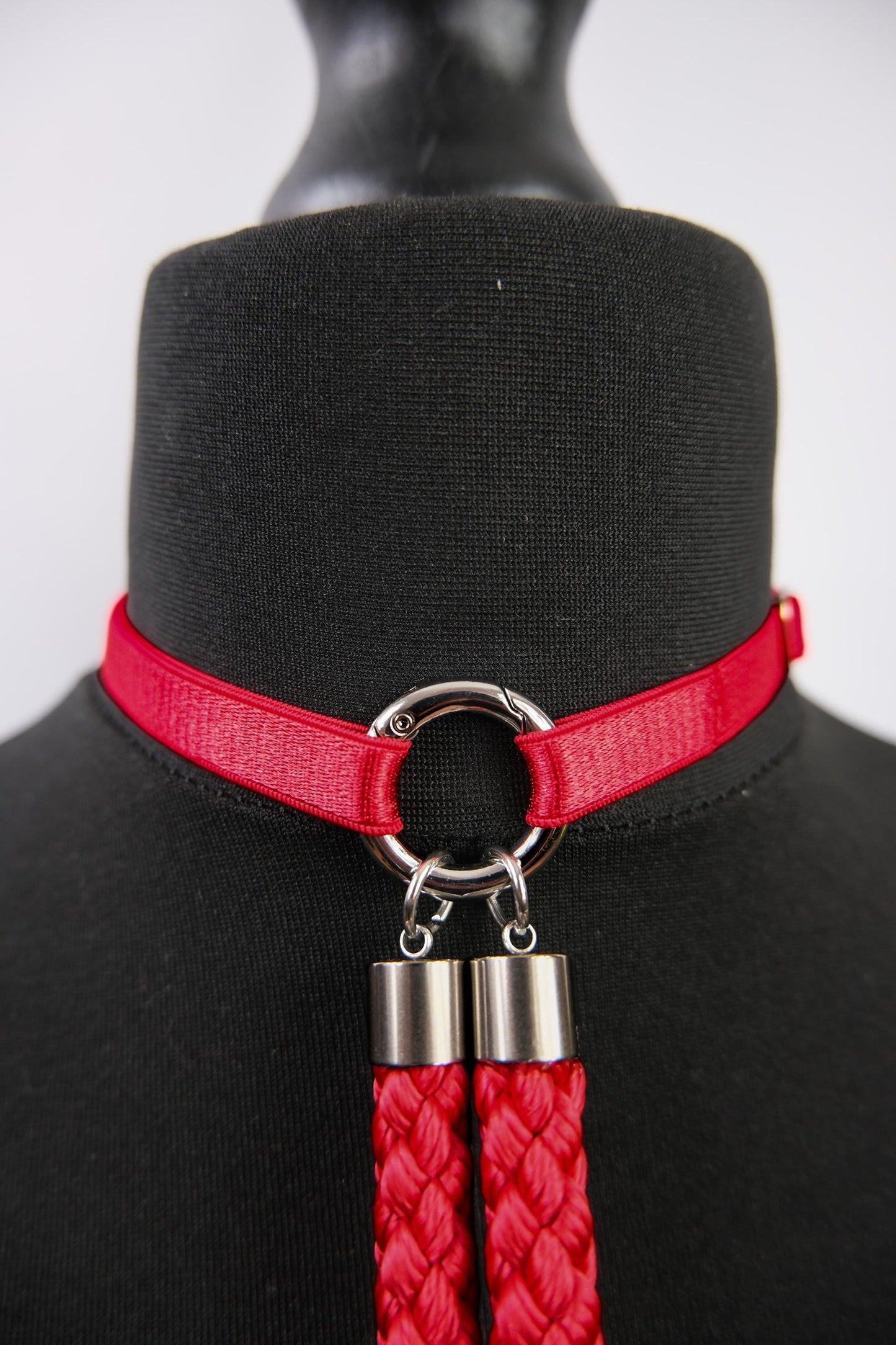 Red Cage Bra Harness and Belt x Bondage Rope with Silver Accents // Fetish // Bondage // Gothic // Festival // Clubbing