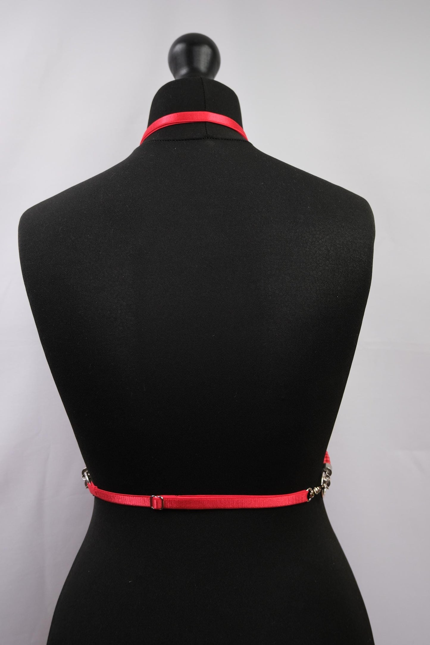 Red Cage Bra Harness and Belt x Bondage Rope with Silver Accents // Fetish // Bondage // Gothic // Festival // Clubbing