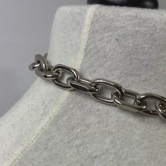 Chunky Cable Chain Link Bird Skull O Ring Necklace //Gothic Alternative Animal Avant Garde Jewellery