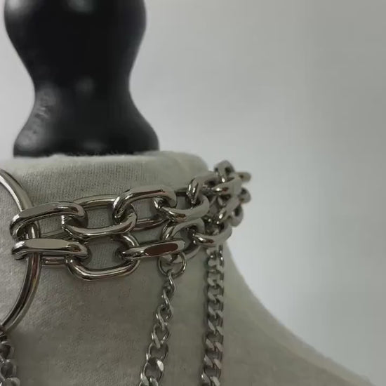 Chunky Cable Chain and Curb Chain O Ring Choker Necklace //Gothic Alternative Animal Garde Jewellery