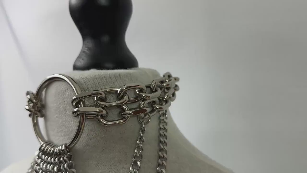 Chunky Cable Chain and Curb Chain O Ring Choker Necklace //Gothic Alternative Animal Garde Jewellery
