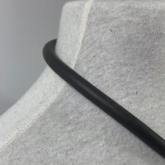 Minimalist Necklace // Rubber Tubing and Large Stainless Steel O ring Detail // Goth Avant Garde.