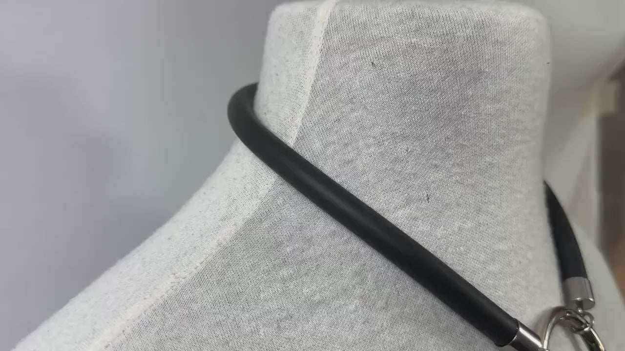 Minimalist Necklace // Rubber Tubing and Large Stainless Steel O ring Detail // Goth Avant Garde.
