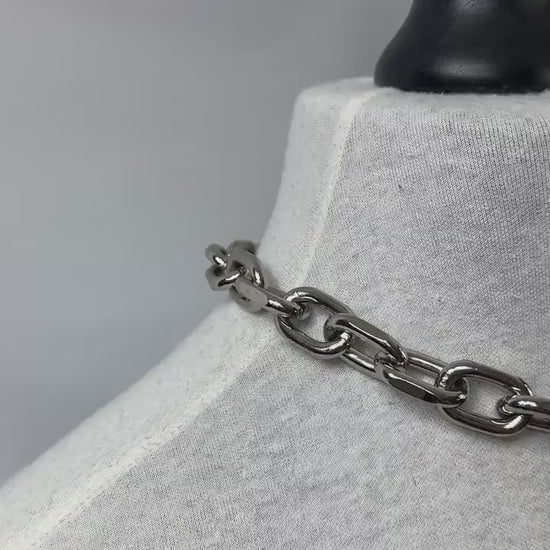 Chunky Cable Chain Link Cow Skull Necklace //Gothic Alternative Animal Avant Garde Jewellery