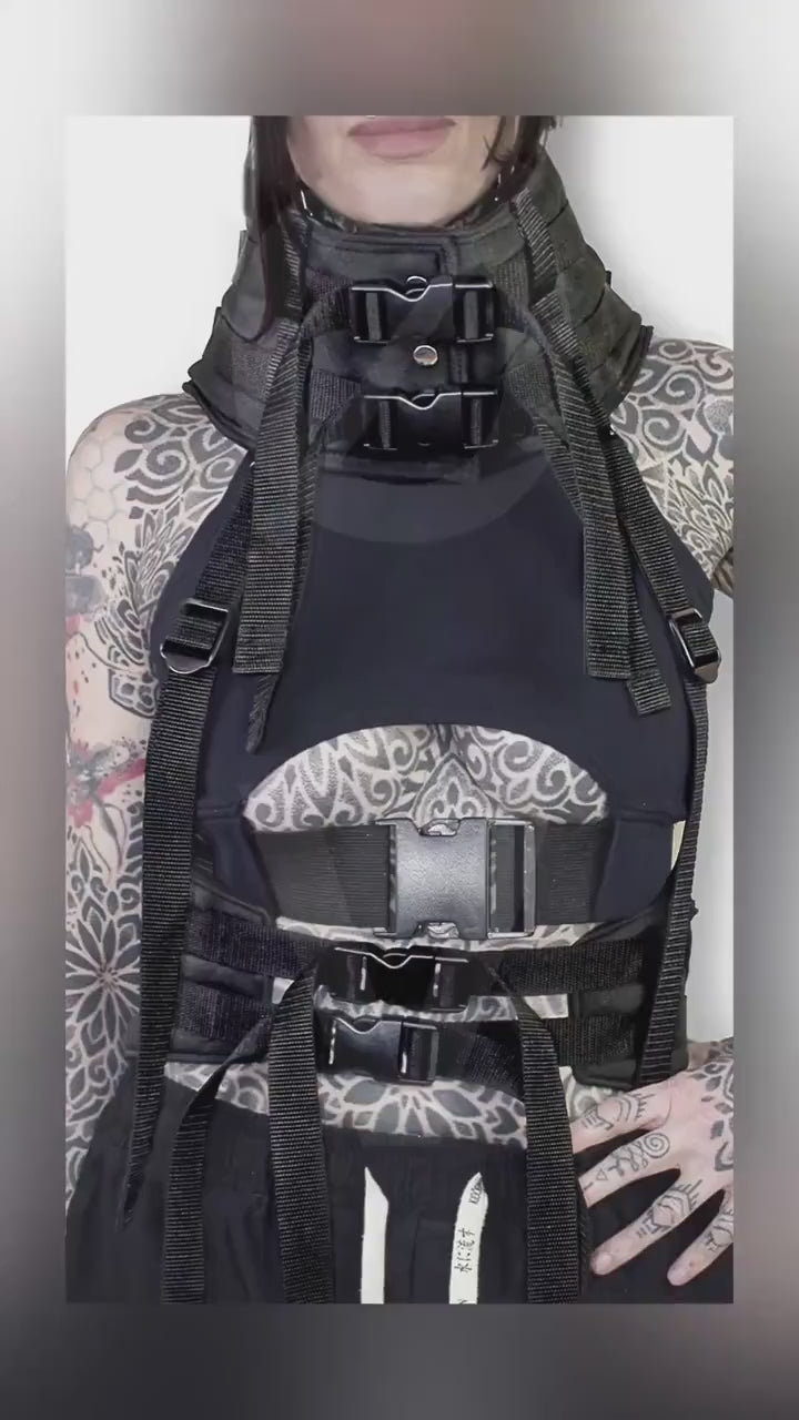 Black Cyberpunk Techwear Body Harness/jacket. Futuristic//goth//festival//clubwear.