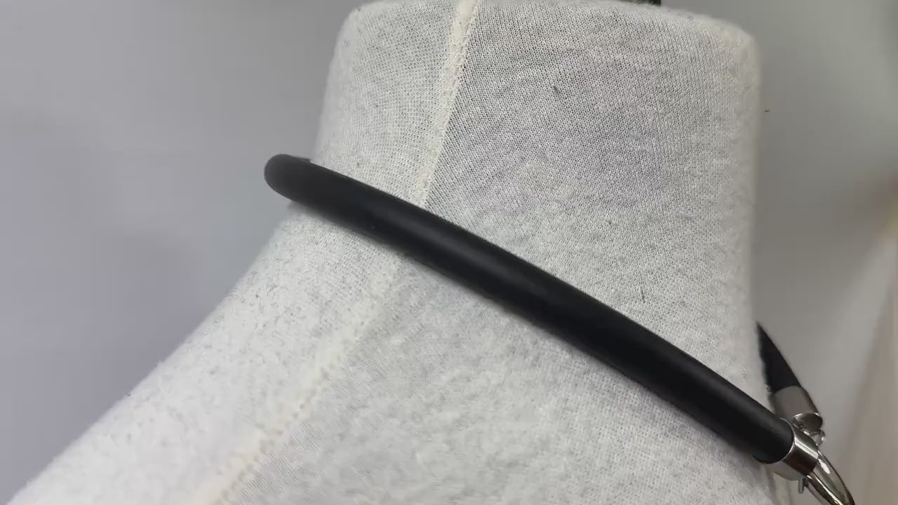 Minimalist Necklace // Rubber Tubing and Small Stainless Steel O ring Detail // Goth Avant Garde.