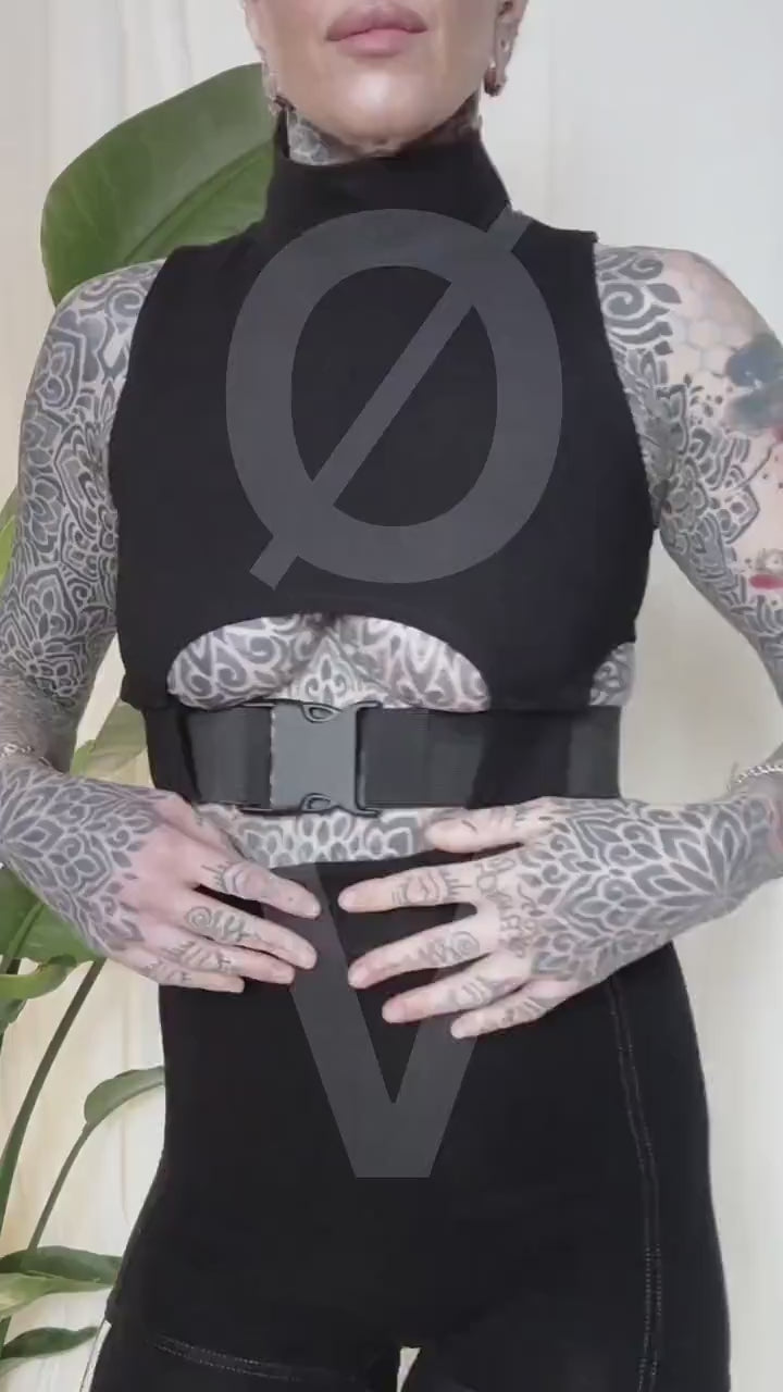 Techwear Sportswear Underbust Cut Out Crop Top //Goth//Festival//clubwear//