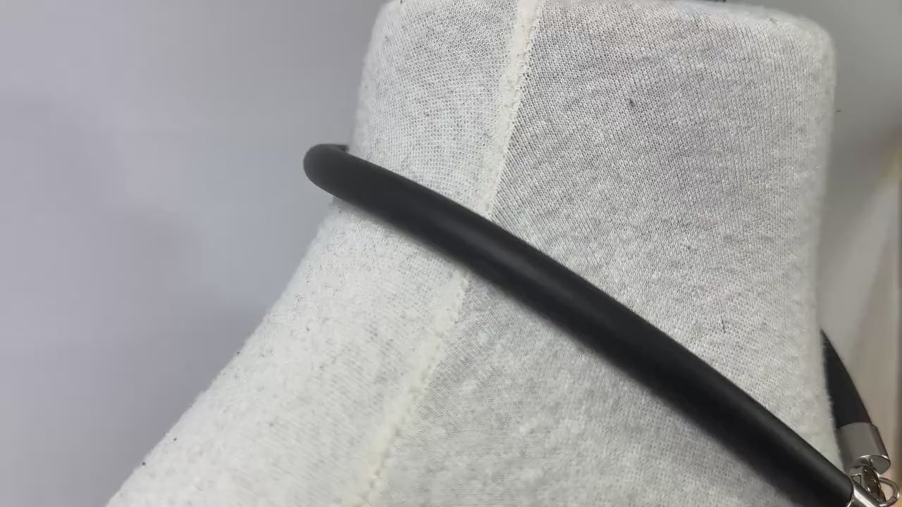 Minimalist Necklace // Rubber Tubing and Medium Stainless Steel O ring Detail // Goth Avant Garde.