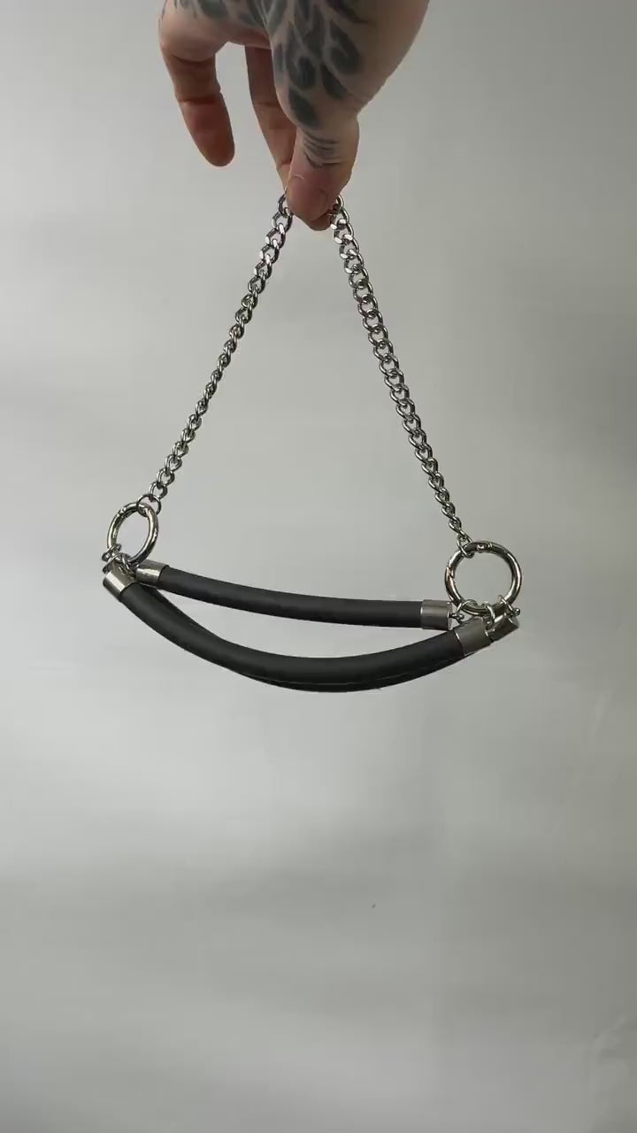 Minimalist Necklace //Layered Rubber Tubing and Small Stainless Steel O ring Detail // Goth Avant Garde.