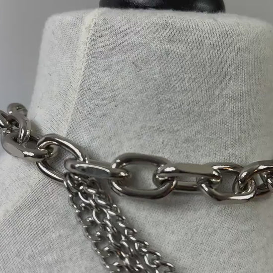 Chunky Cable Chain and Curb Chain O Ring Choker Necklace //Gothic Alternative Garde Jewellery