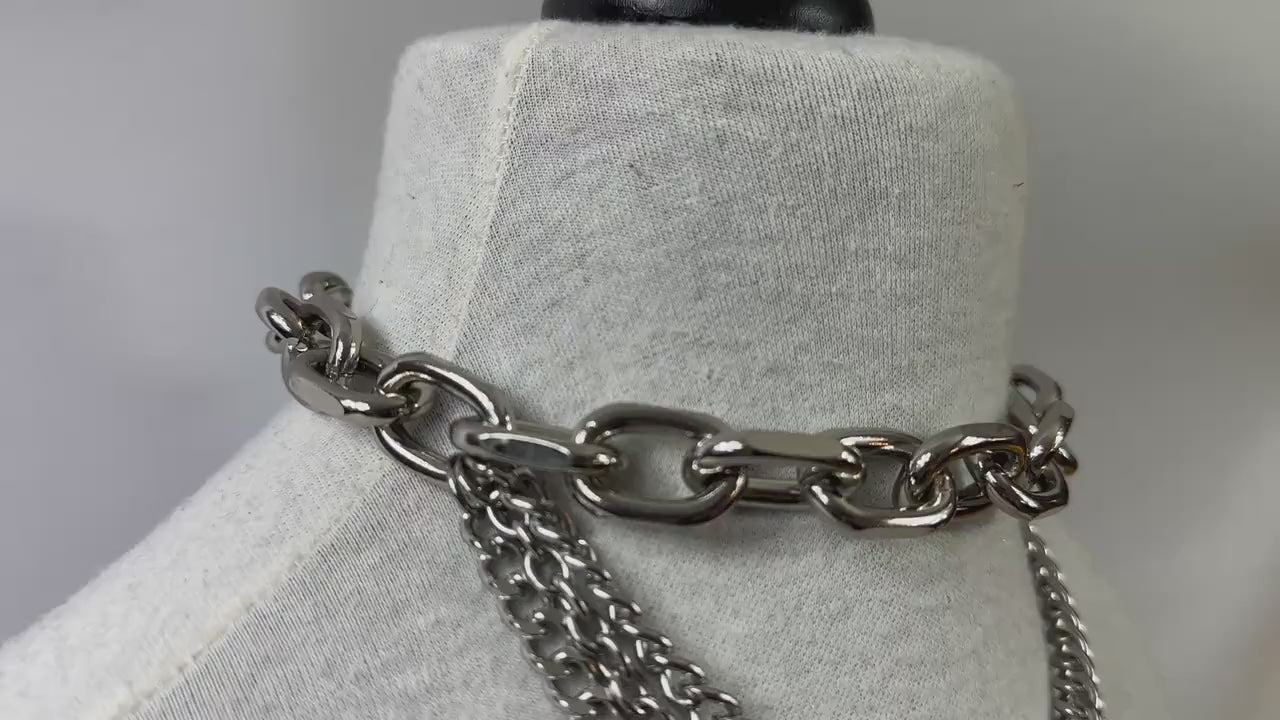 Chunky Cable Chain and Curb Chain O Ring Choker Necklace //Gothic Alternative Garde Jewellery