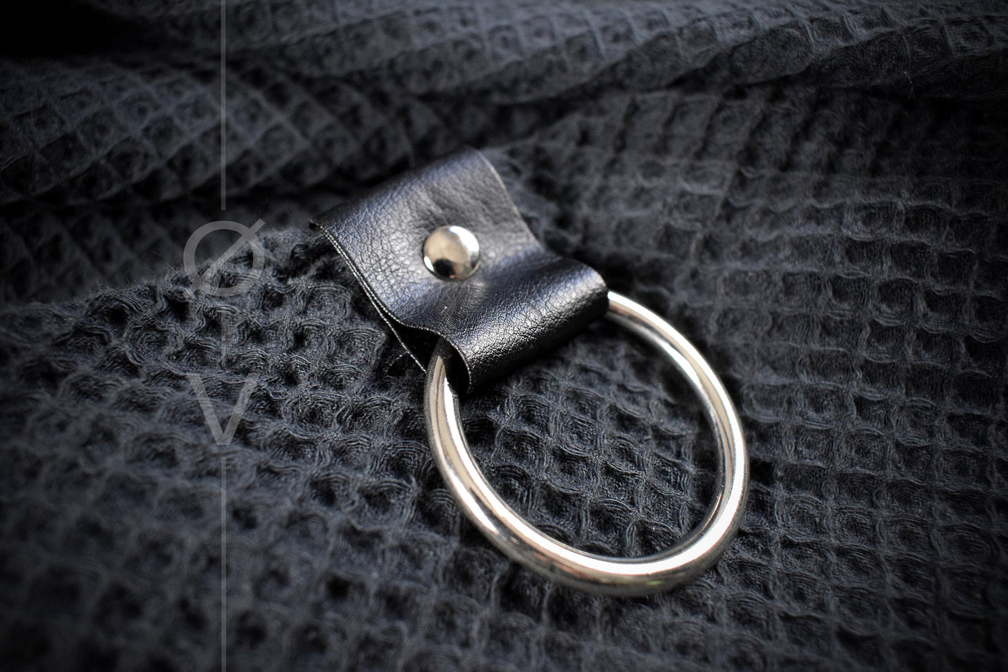 Oversize Waffle Cotton Scarf with Vegan Leather & Ring Detail // Goth + Dystopian + Futuristic