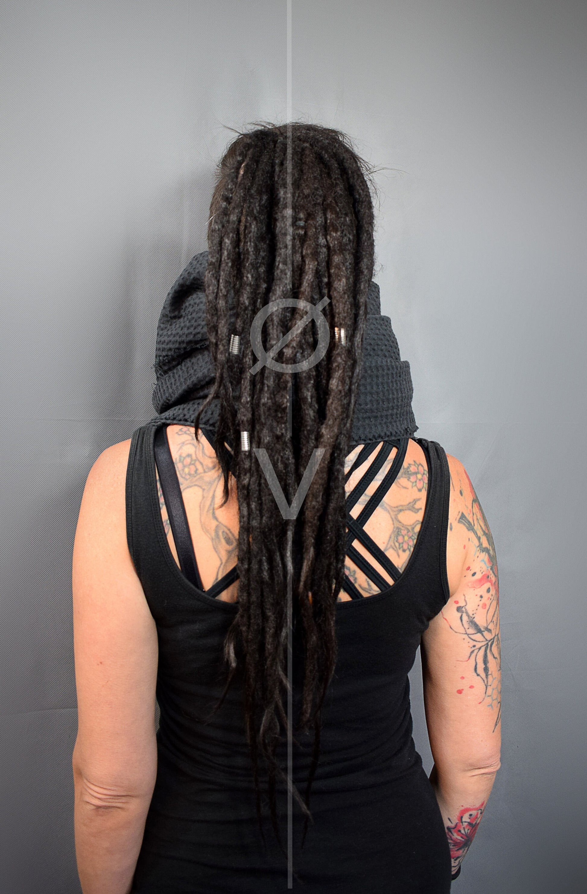 Waffle Cotton Triangle Wrap Scarf // Dystopian + Futuristic + Goth