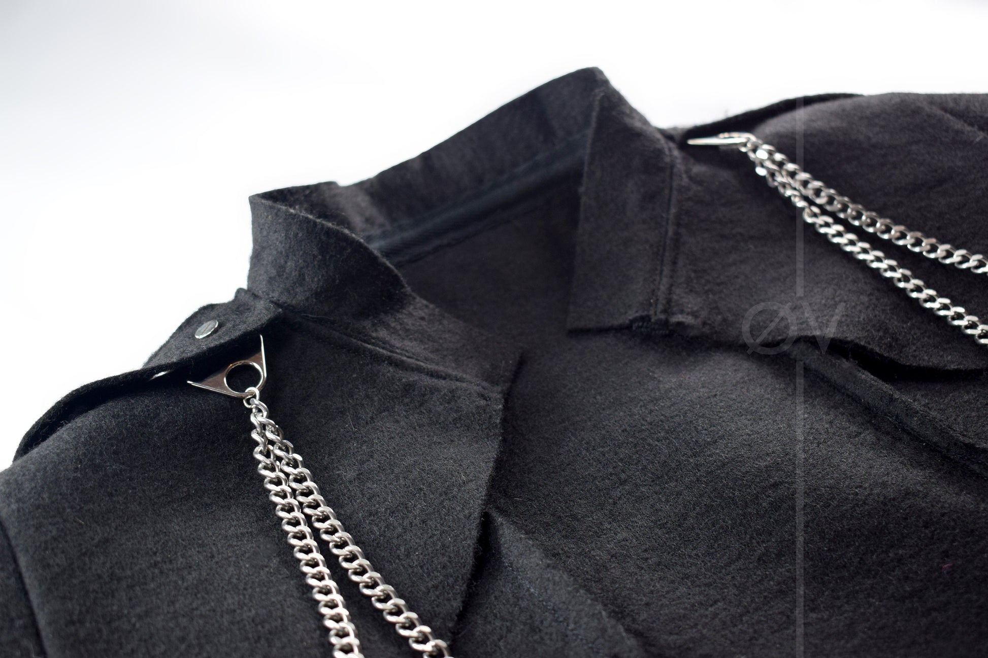 Cropped  100% Wool Jacket // Military stye Chain detail // Goth Minimalist Futuristic // Blazer Bolero.