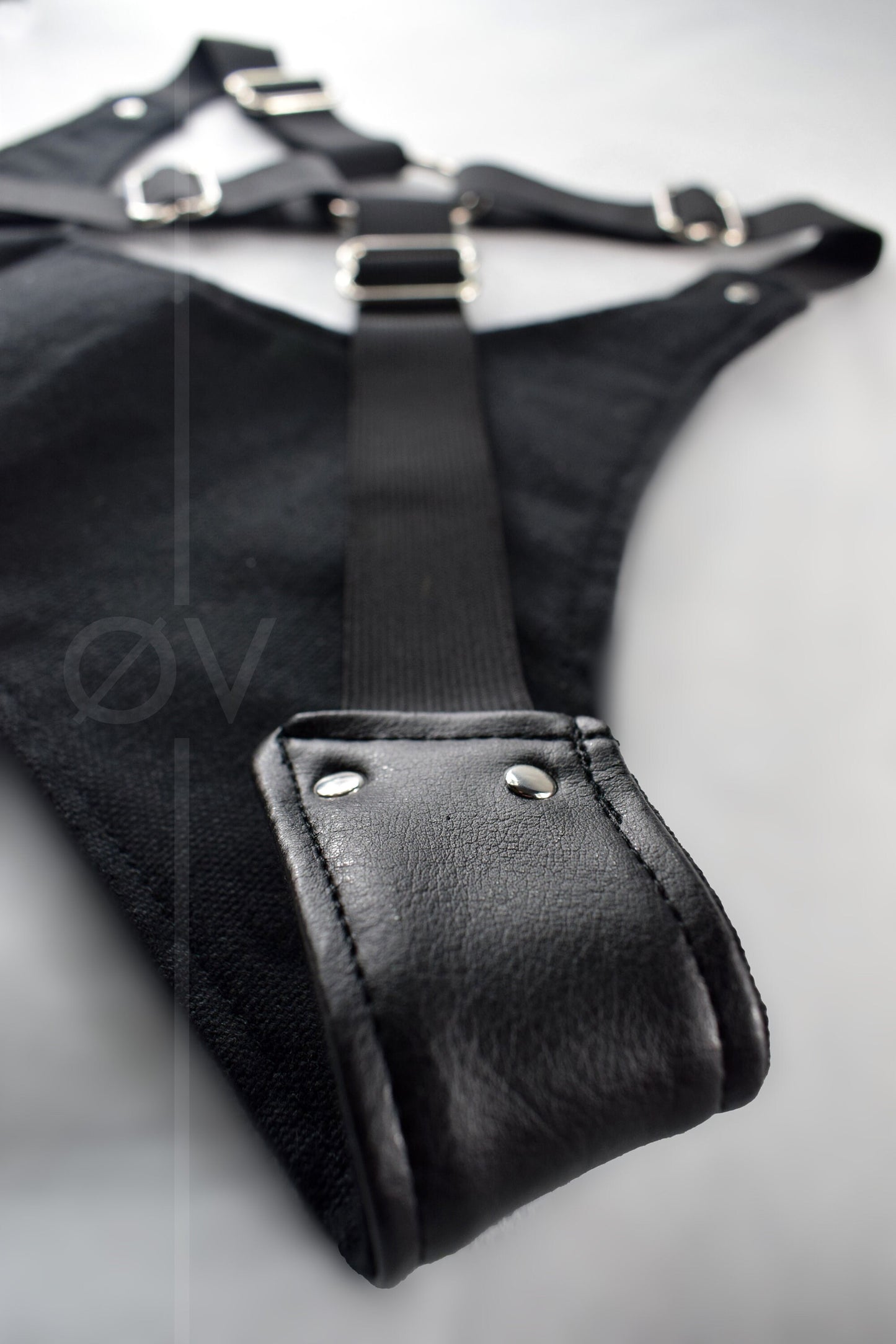 Vegan Leather Super Crop Harness Style Adjustable Top // Black // Studs // One Size // Unisex // Goth Tech Future //