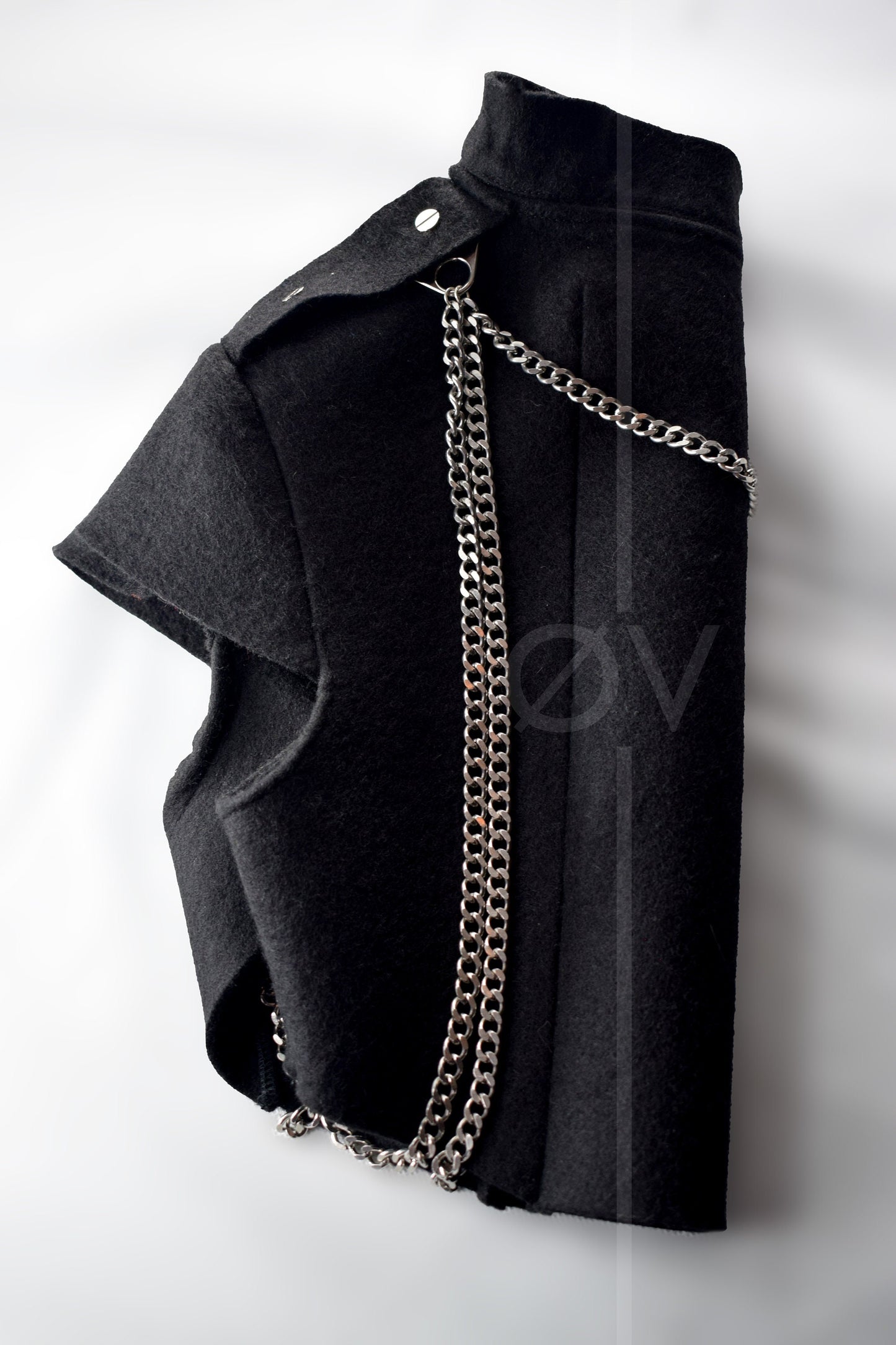 Cropped  100% Wool Jacket // Military stye Chain detail // Goth Minimalist Futuristic // Blazer Bolero.