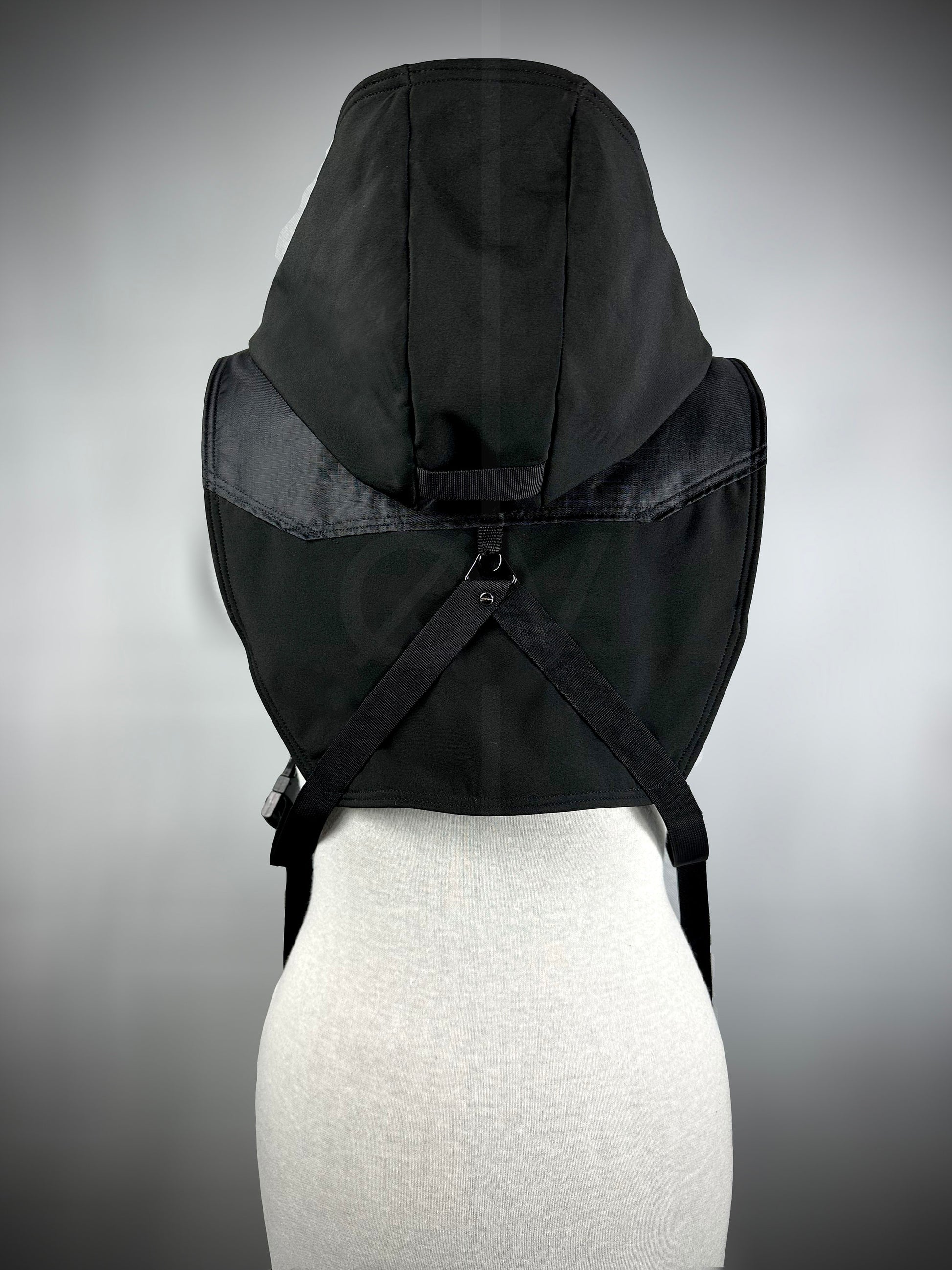 Unisex Black Cropped Adjustable Waterproof Cowl/Poncho //Techwear//Goth