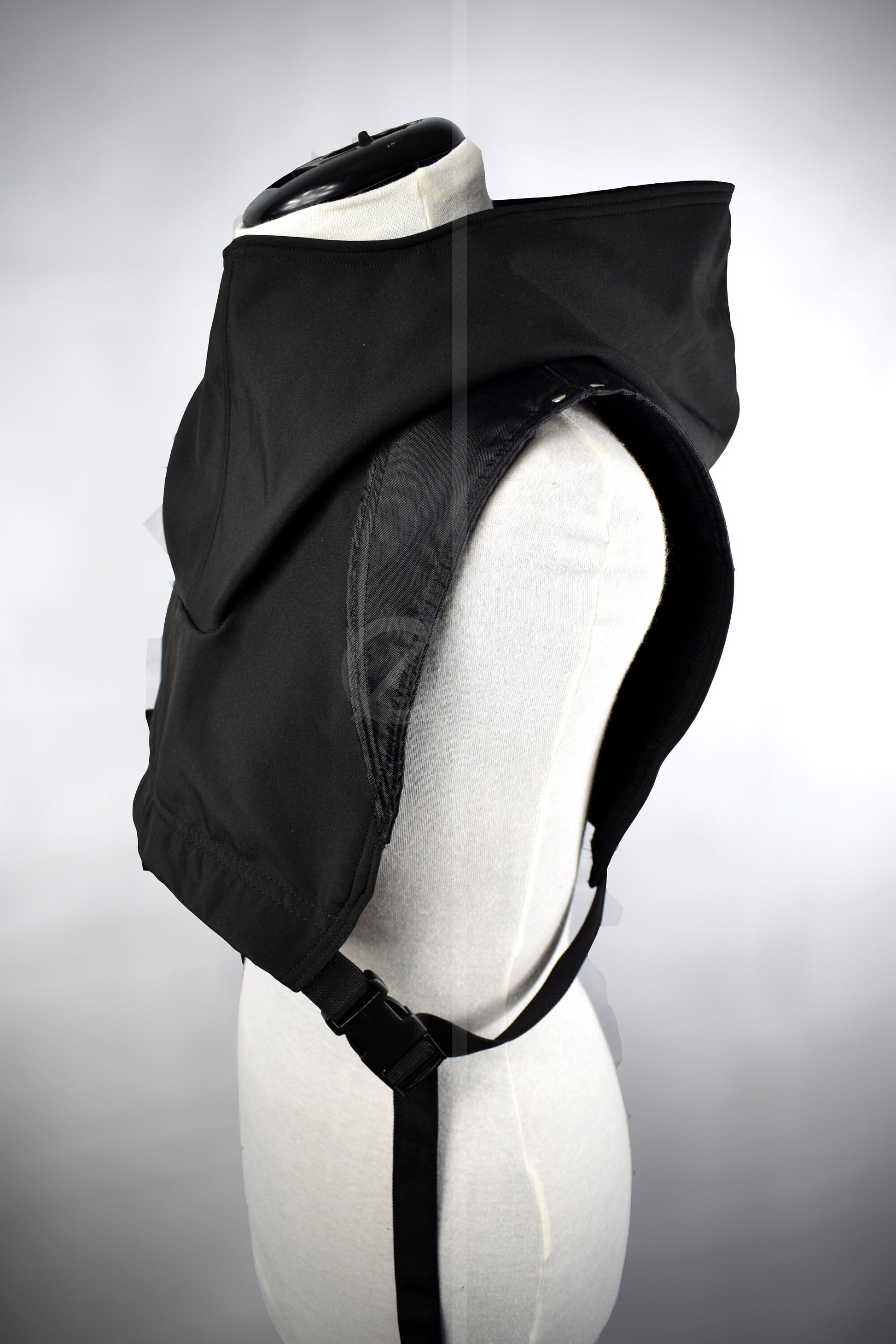 Unisex Black Cropped Adjustable Waterproof Cowl/Poncho //Techwear//Goth
