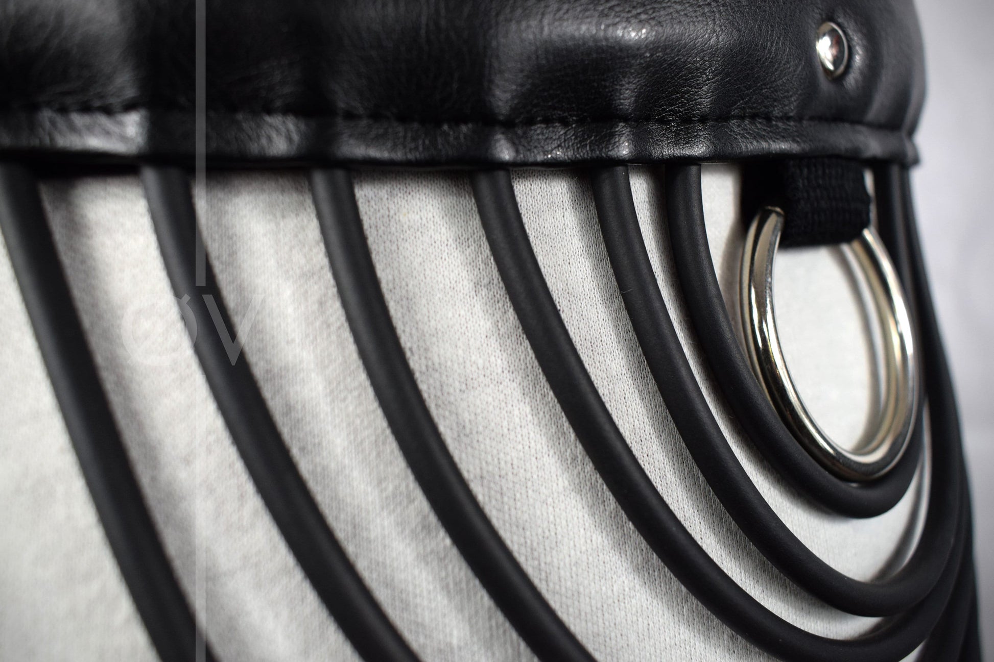 Adjustable Black Vegan Leather Goth Waist Belt with Tubing and Ring detail // Goth/ Industrial/ Fetish.