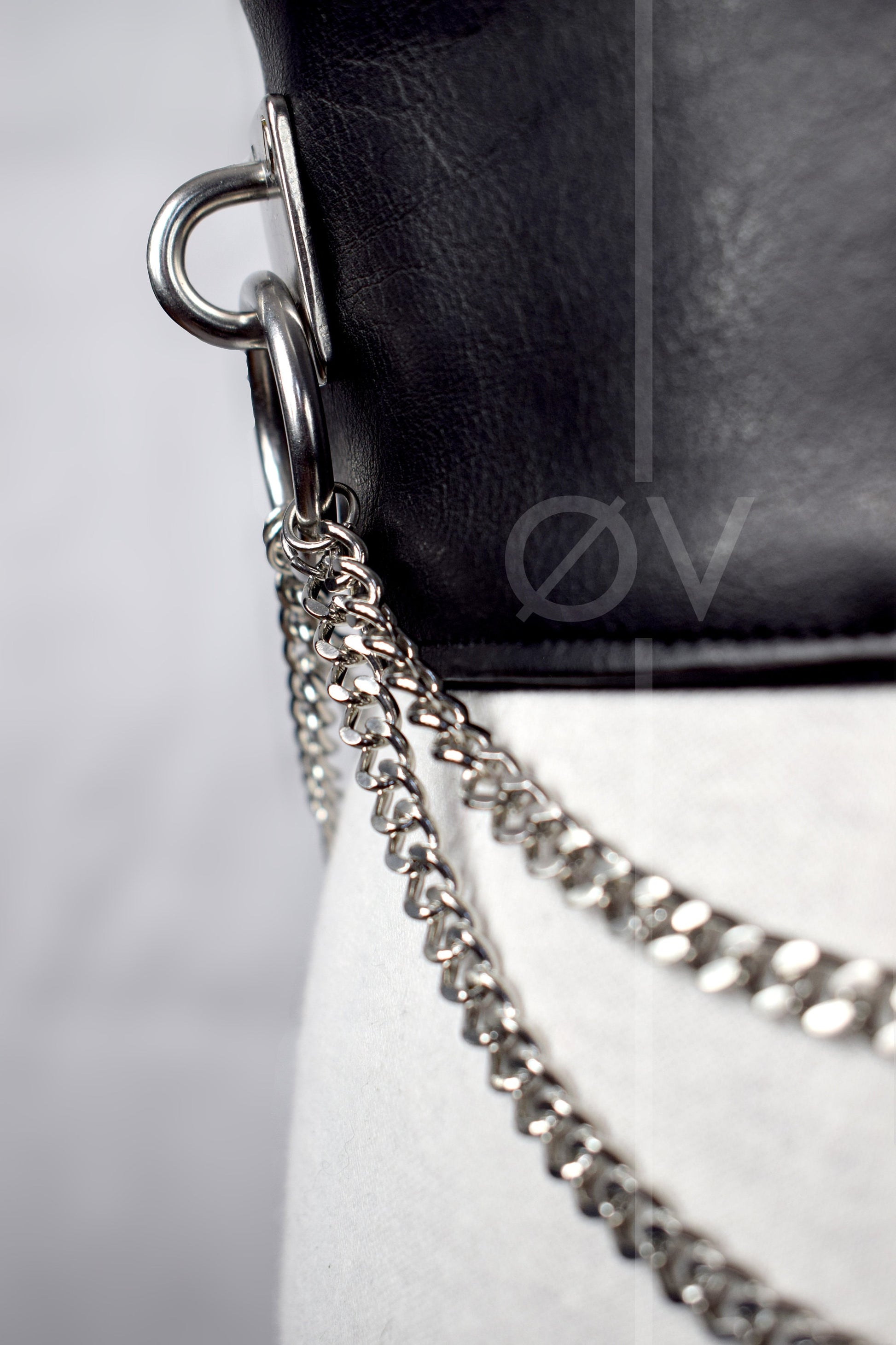 Adjustable Wide Black Vegan Leather Harness Belt with Chain and Ring Detail // Goth/ Fetish/ Industrial.