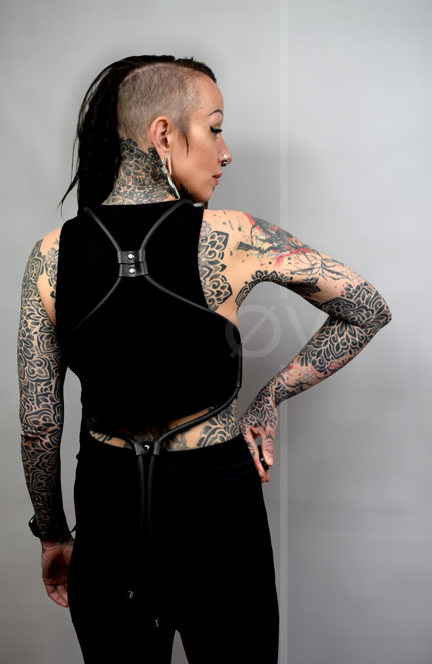 Vegan Leather Harness/Corset/Belt with Tubing detail // Goth / Fetish