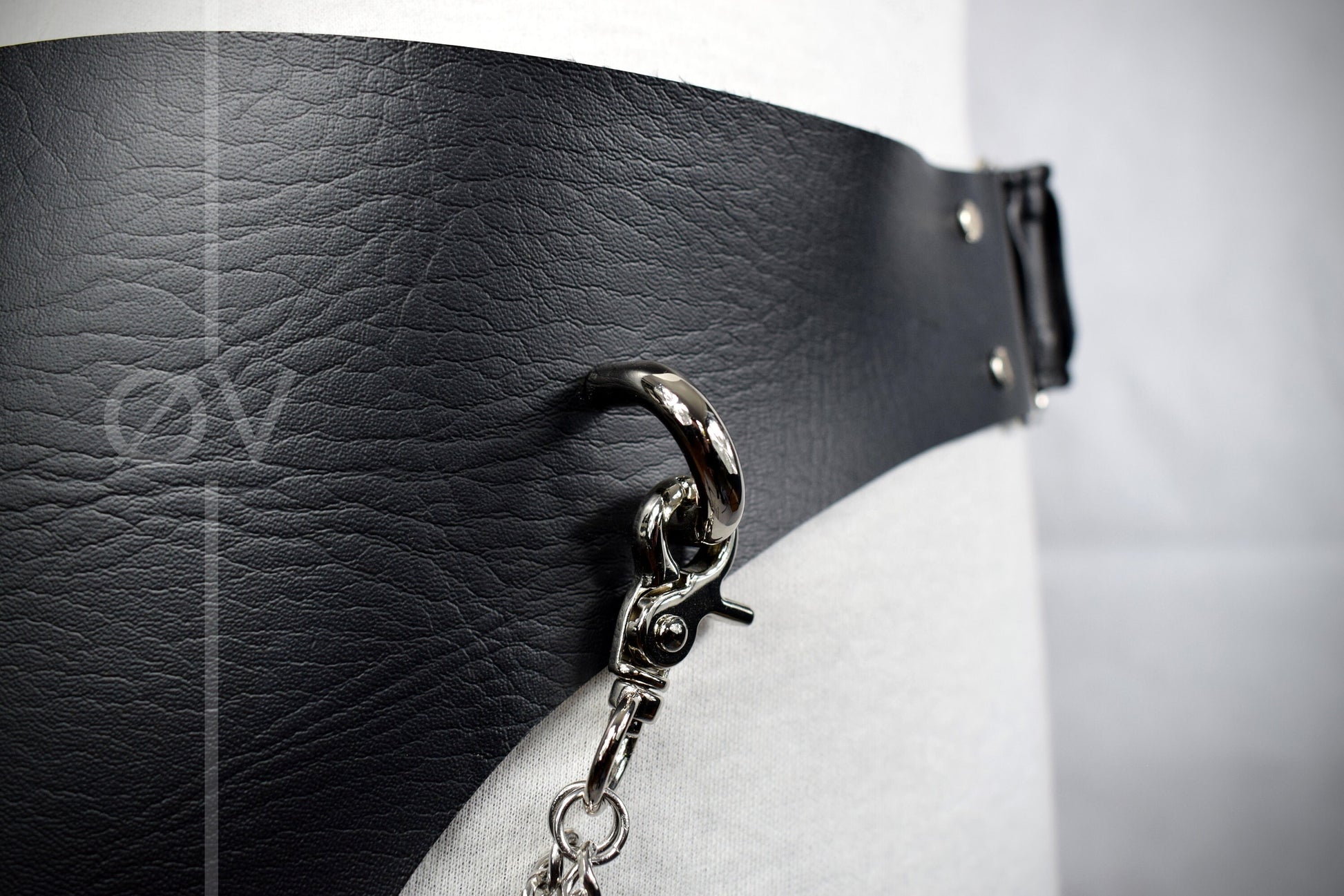 OOAK Vegan Leather Hip/ Side Belt Pouch Holster Waist Bag with Chain Detail// Goth/fetish/festival.
