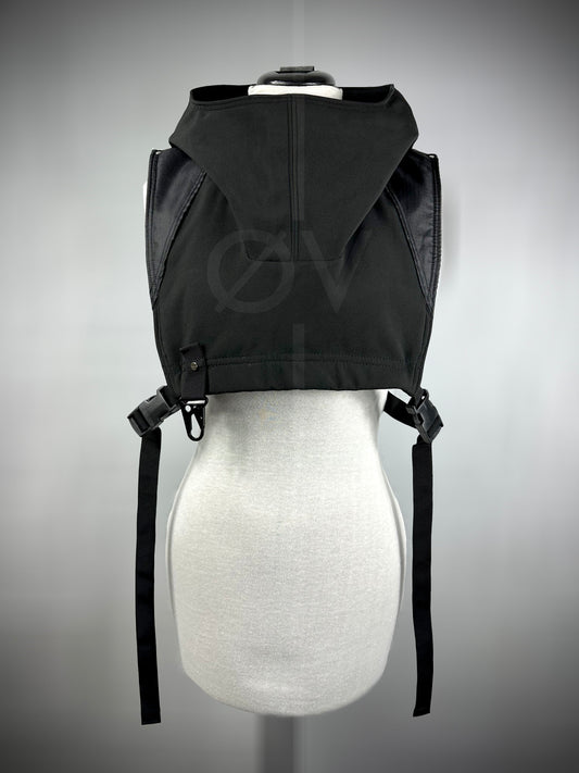Unisex Black Cropped Adjustable Waterproof Cowl/Poncho //Techwear//Goth