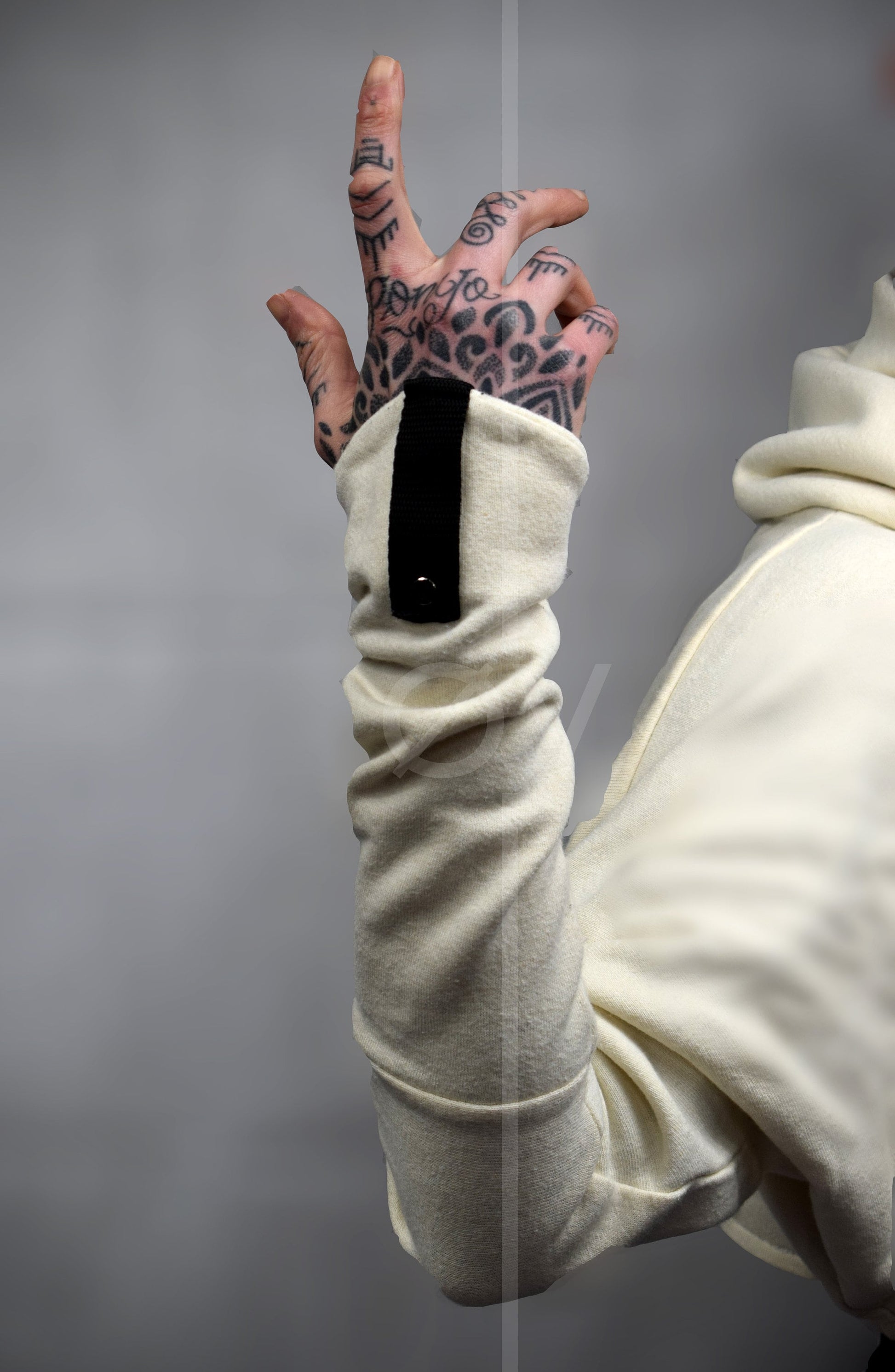 Cropped Cowl Neck Hemp Sweatshirt/Jumper with rope detailing // Techwear/ Goth