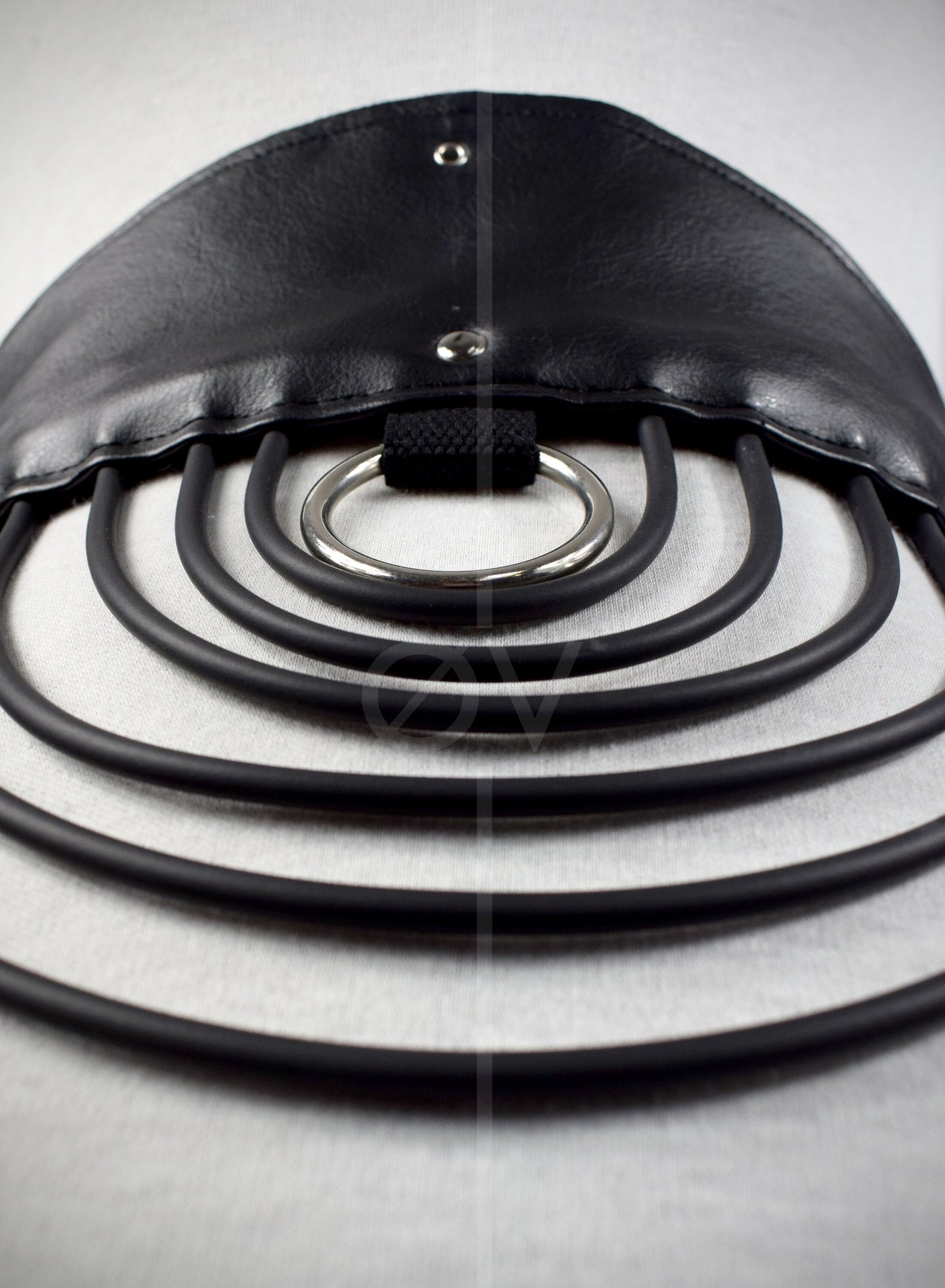 Adjustable Black Vegan Leather Goth Waist Belt with Tubing and Ring detail // Goth/ Industrial/ Fetish.