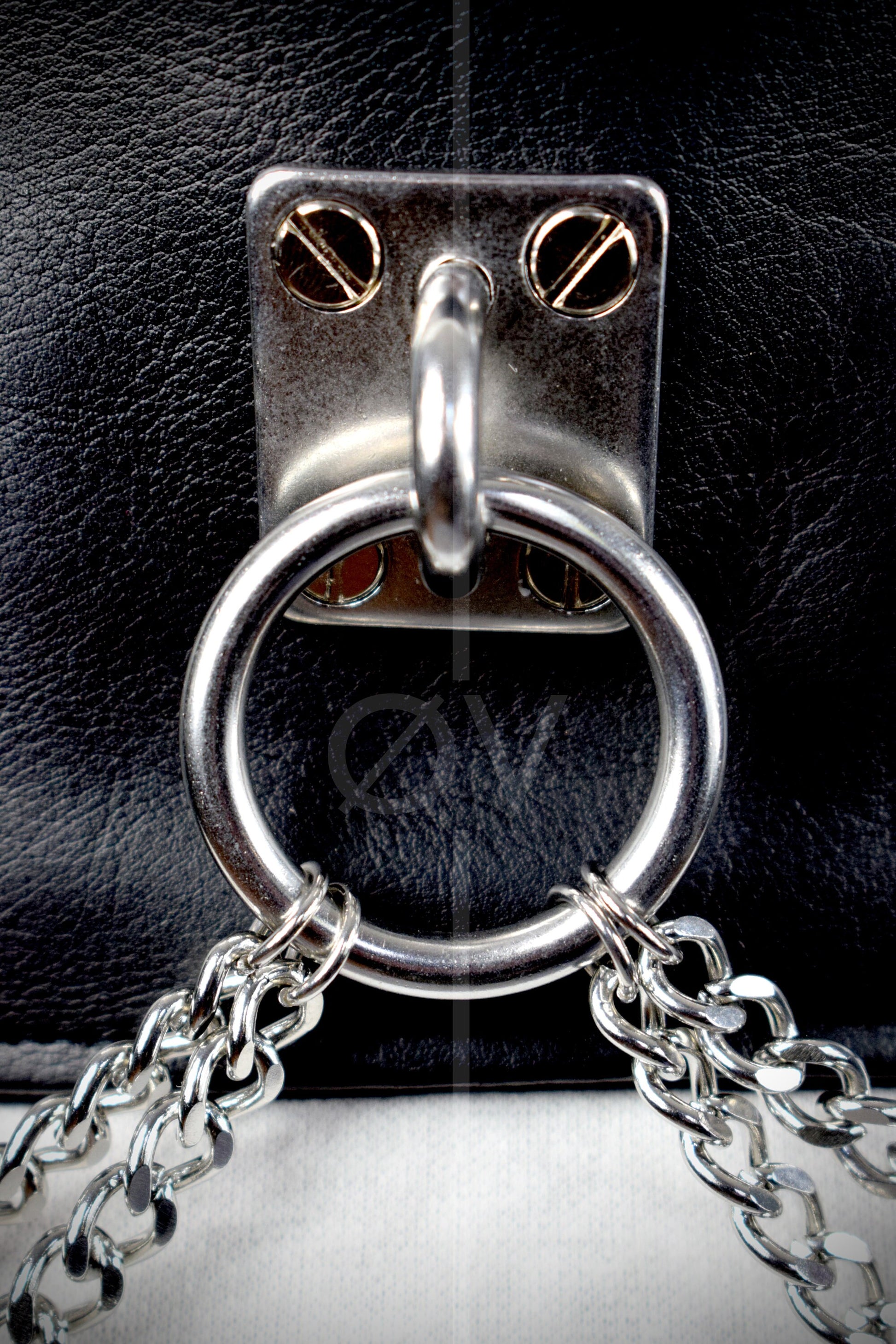 Adjustable Wide Black Vegan Leather Harness Belt with Chain and Ring Detail // Goth/ Fetish/ Industrial.