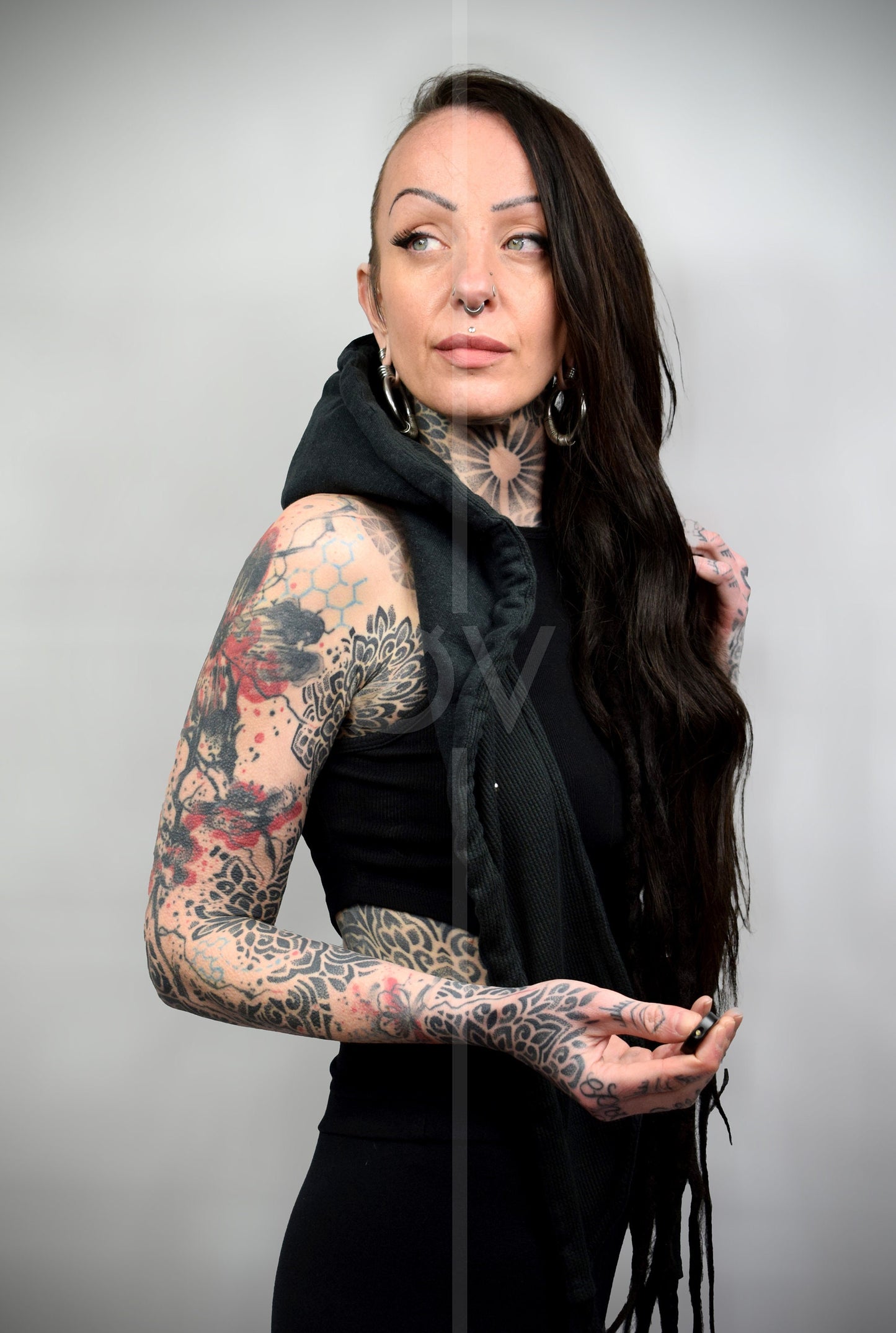 Black Unisex Hooded Scarf Cowl // Hemp/ Festival/ Goth/ Cosplay