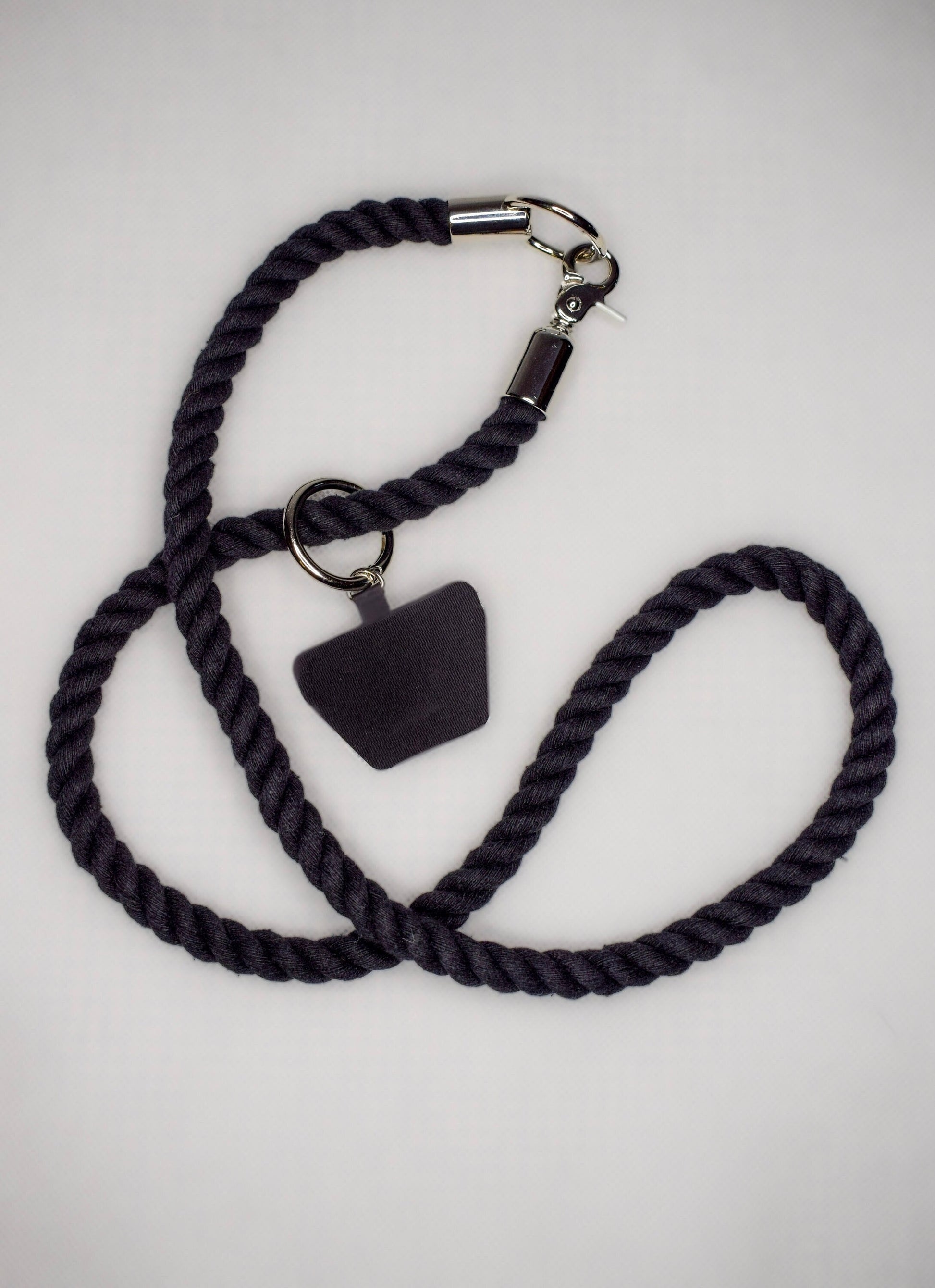 100% Black Cotton Phone Strap/ Phone Lanyard/ Phone Necklace/Mobile Phone/Cell Phone// Goth/ Industrial/ Sustainable/ vegan//
