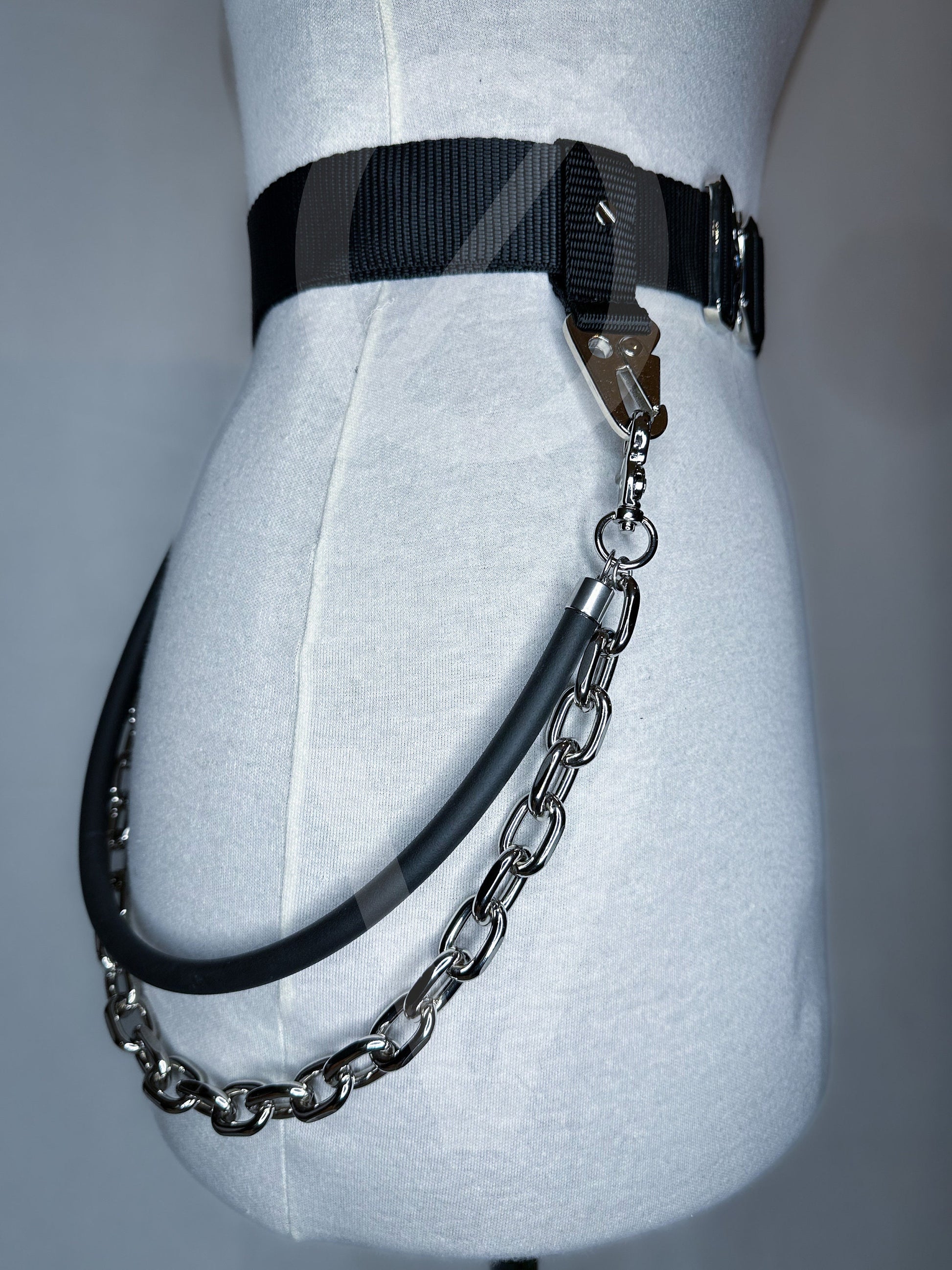 Black Techwear Belt// Sturdy black webbing/ metal hardware/utility clip//goth/streetwear//