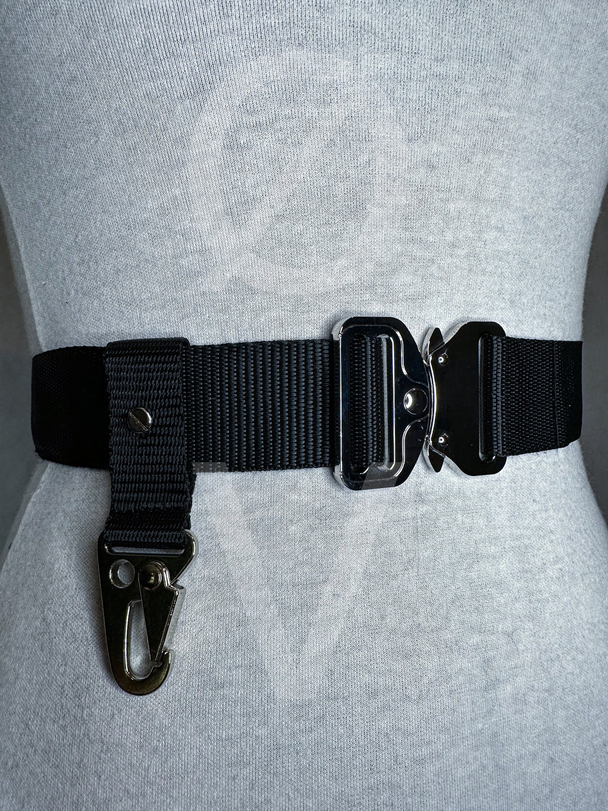 Black Techwear Belt// Sturdy black webbing/ metal hardware/utility clip//goth/streetwear//